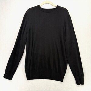 Everlane Sweater Men L Black 100% Wool Classic Crewneck Lightweight Breathable